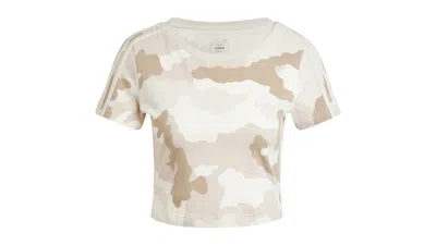 Pre-owned Adidas Originals Women's Essentials 3stripes Camo Print Baby T-shirt In Alumina