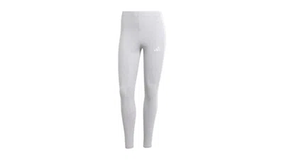 Pre-owned Adidas Originals Women's Essentials 3stripes Cotton Leggings In Light Grey Heather/white