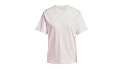 Pre-owned Adidas Originals Women's Essentials 3stripes Cotton T-shirt In Clear Pink/white