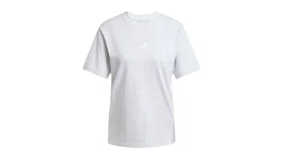 Pre-owned Adidas Originals Women's Essentials 3stripes Cotton T-shirt In Light Grey Heather/white