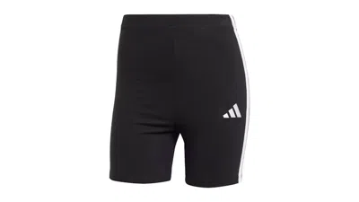 Pre-owned Adidas Originals Women's Essentials 3stripes High Waisted Biker Shorts In Black/white