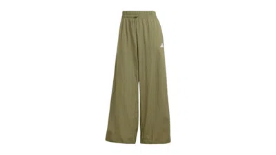 Pre-owned Adidas Originals Women's Essentials 3stripes Lifestyle Woven Parachute Tracksuit Bottoms In Olive Strata/white