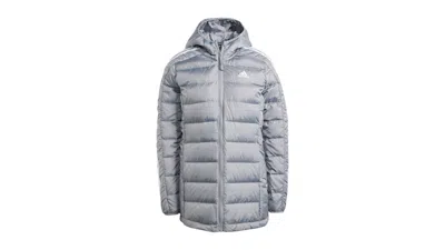 Pre-owned Adidas Originals Women's Essentials 3stripes Light Down Hooded Parka In Jacket Grey In Gray
