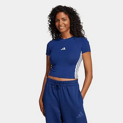 Adidas Originals Women's Essentials 3-stripes Slim Baby T-shirt In Blue