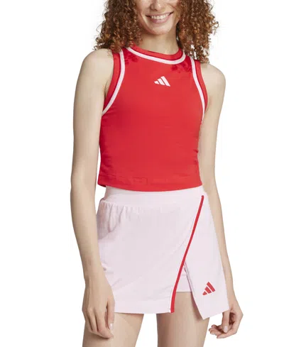 Adidas Originals Women's Essentials Color Pop Cotton Cropped Tank In Pure Ruby