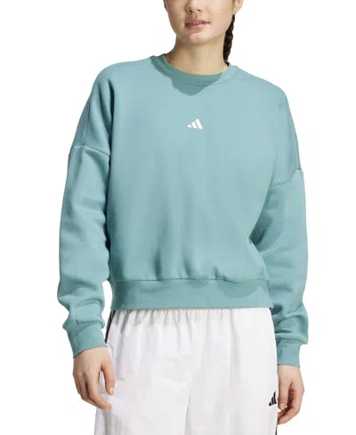 Adidas Originals Women's Essentials Crewneck Small-logo Sweatshirt In Blue