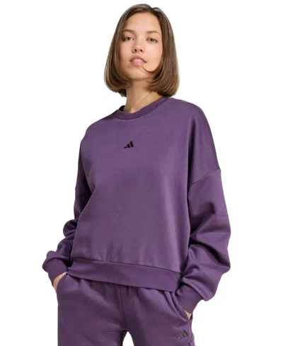 Adidas Originals Women's Essentials Crewneck Small-logo Sweatshirt In Purple