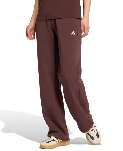 Adidas Originals Women's Essentials Feel Cozy Mid-rise Open-hem Pants In Burgundy