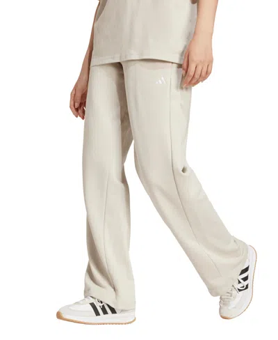 Adidas Originals Women's Essentials Feel Cozy Mid-rise Open-hem Pants In Neutral