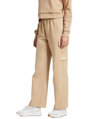 Adidas Originals Women's Essentials Fleece Cargo Sweatpants In Neutral