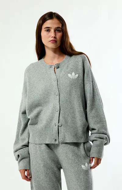 Adidas Originals Women's Essentials Knit Cardigan In Heather Gray