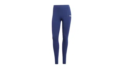 Pre-owned Adidas Originals Women's Essentials Linear Cotton Leggings In Dark Blue/white