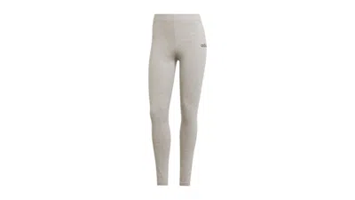 Pre-owned Adidas Originals Women's Essentials Linear Cotton Leggings In Medium Grey Heather/black