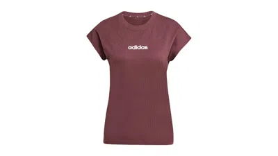 Pre-owned Adidas Originals Women's Essentials Linear Cotton T-shirt In Aurora Ruby/brown