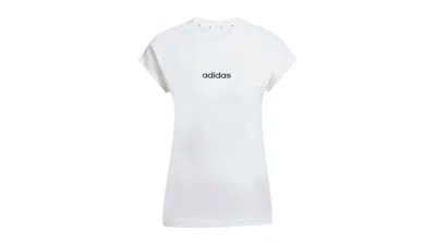 Pre-owned Adidas Originals Women's Essentials Linear Cotton T-shirt In White/black