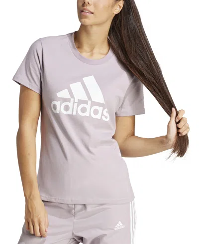 Adidas Originals Women's Essentials Logo Cotton T-shirt, Xs-4x In Preloved Fig,white