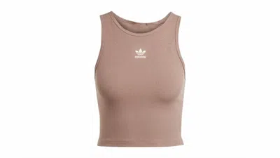 Pre-owned Adidas Originals Women's Essentials Ribbed Tank Top In Trace Brown