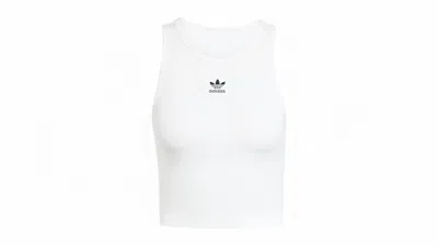 Pre-owned Adidas Originals Women's Essentials Ribbed Tank Top In White