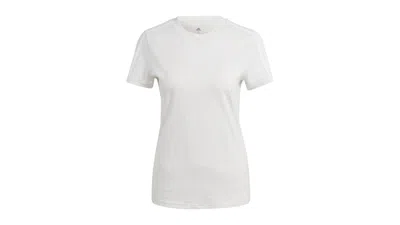 Pre-owned Adidas Originals Women's Essentials Slim 3stripes T-shirt Off In Off White