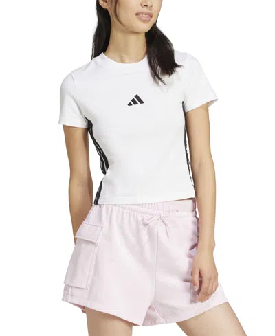 Adidas Originals Women's Essentials Slim-fit Short-sleeve Baby T-shirt In White,black