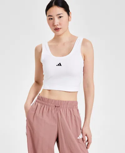 Adidas Originals Women's Essentials Small Logo Cotton Tank Top In White,black