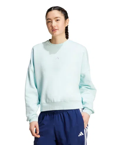 Adidas Originals Women's Essentials Small Logo Feel Cozy Crew Neck Sweatshirt In Blue