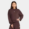 Adidas Originals Women's Essentials Small Logo Feel Cozy Sweatshirt In Brown