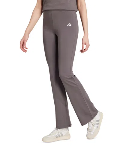 Adidas Originals Women's Essentials Small Logo Flared Leggings In Grestr,whi
