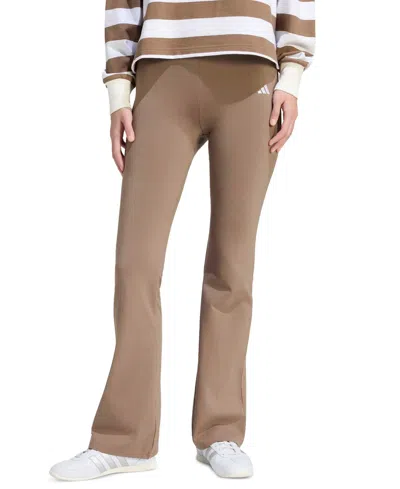 Adidas Originals Women's Essentials Small Logo Flared Leggings In Brown