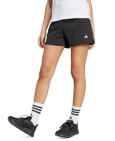 Adidas Originals Women's Essentials Small Logo Fleece Shorts In Black