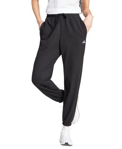 Adidas Originals Women's Essentials Small Logo French Terry Cuffed Pants In Black,white