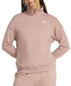 Adidas Originals Women's Essentials Small Logo French Terry Quarter Zip Top In Warm Clay,white
