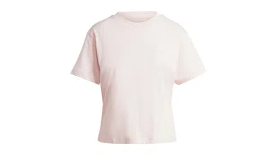 Pre-owned Adidas Originals Women's Essentials Small Logo T-shirt In Sandy Pink