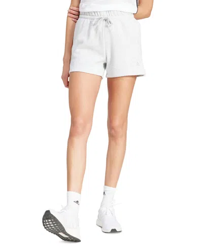 Adidas Originals Women's Essentials Small Logo Terry Shorts In Lgreyh,whi