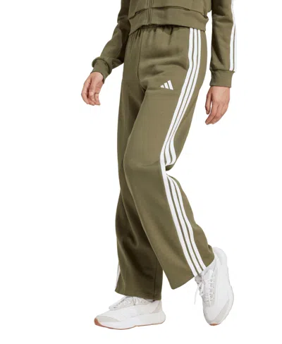 Adidas Originals Women's Essentials Three Stripes Fleece Open Hem Pants In Multi