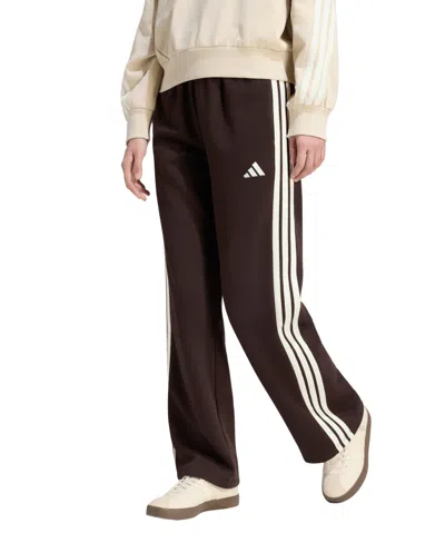 Adidas Originals Womens Adidas Essentials 3-stripes Open Hem Fleece Pants In Brown