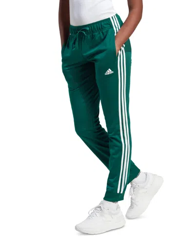 Adidas Originals Women's Essentials Warm-up Slim Tapered 3-stripes Track Pants, Xs-4x In Collegiate Green,white