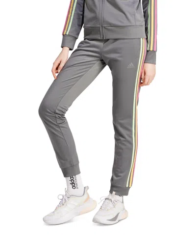 Adidas Originals Women's Essentials Warm-up Slim Tapered 3-stripes Track Pants, Xs-4x In Grey Four