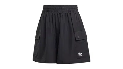 Pre-owned Adidas Originals Women's Essentials Woven Highwaist Cargo Shorts In Black