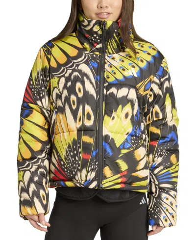 Adidas Originals Women's Farm Butterfly-print Puffer Coat In Multi