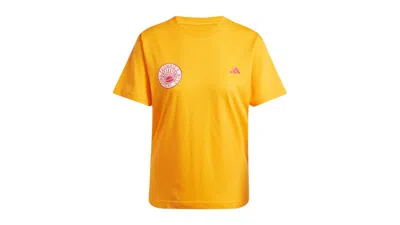 Pre-owned Adidas Originals Women's Farm Graphic T-shirt In Bright Orange