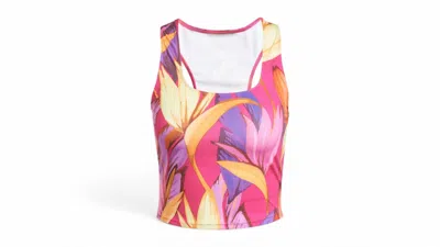 Pre-owned Adidas Originals Women's Farm Rio Tank Top In Bold Pink/spring Yellow/lucid Fuchsia
