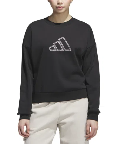 Adidas Originals Women's Faux-pearl Logo Crewneck Sweatshirt In Black