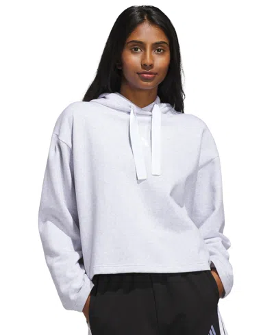 Adidas Originals Women's Fleece 3-stripes Loose-fit Hoodie In White