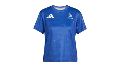 Pre-owned Adidas Originals Women's France Handball T-shirt In Semi Lucid Blue