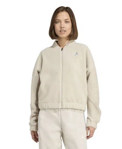Adidas Originals Women's Full Zip Loose Fit Jacket In Gray