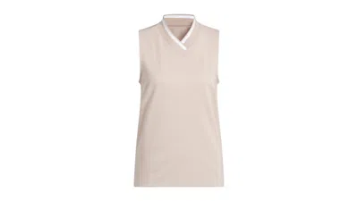 Pre-owned Adidas Originals Women's Goto Sleeveless Polo Shirt In Wonder Taupe