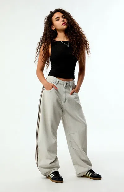 Adidas Originals Women's Gray High Waisted Barrel Jeans