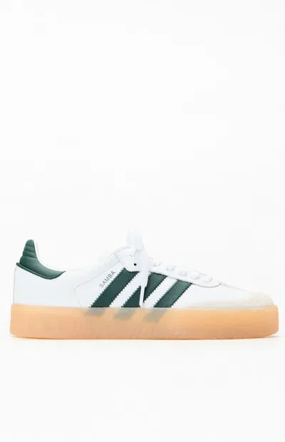 Adidas Originals Women's Green & White Samba Sneakers In White/black