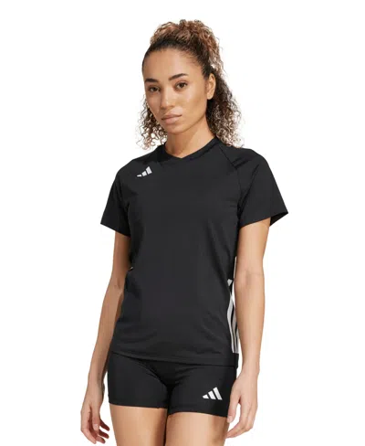 Adidas Originals Women's Hilo Short Sleeve Volleyball Jersey Training T Shirt In Black